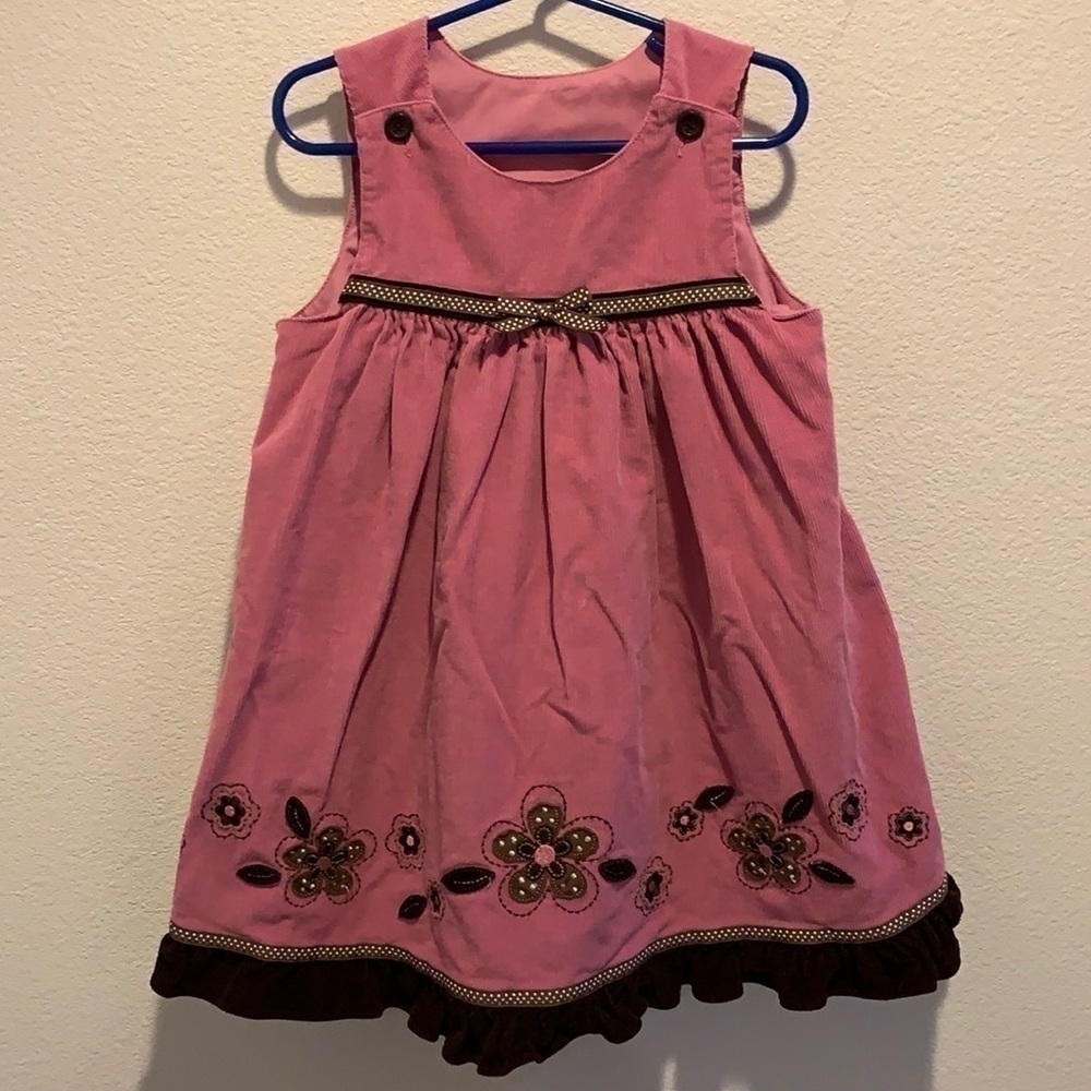 Little Girl Pink&Brown Jumper Embroidery Flowers 5​​​​​​​​​​​​​​​​​​​​​​